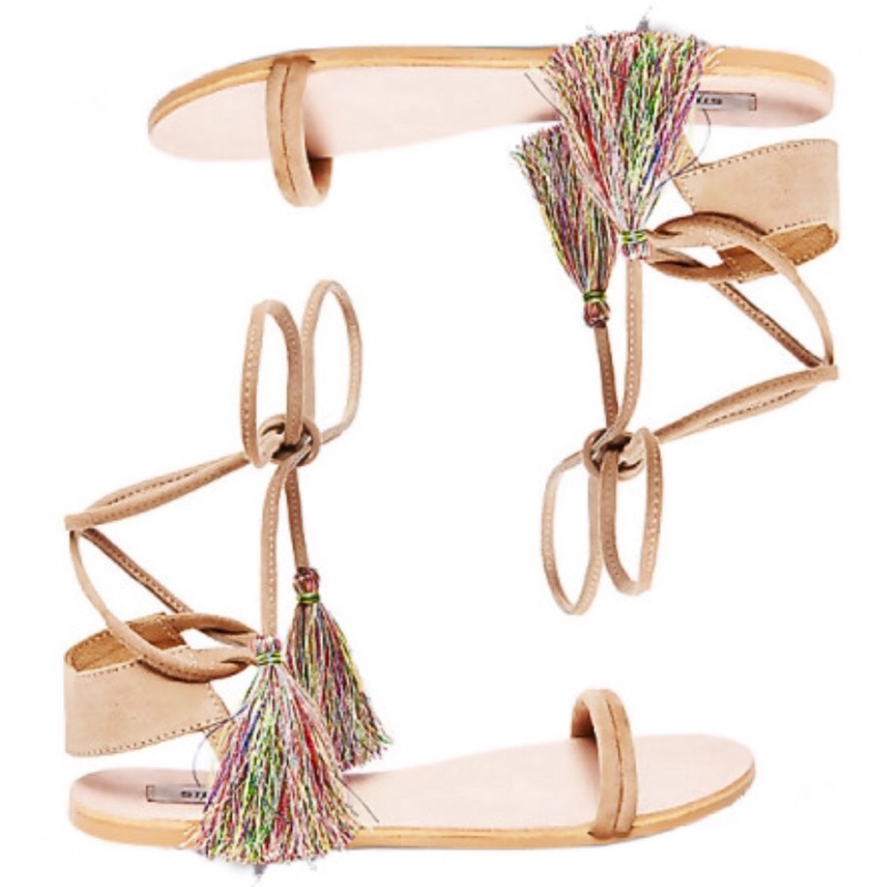 Steve Madden leather Sandals Ankle Wrap shoes Steve Madden sandals rainbow 7 7.5